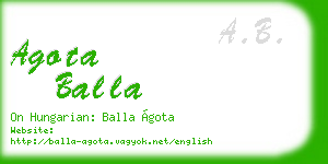 agota balla business card
